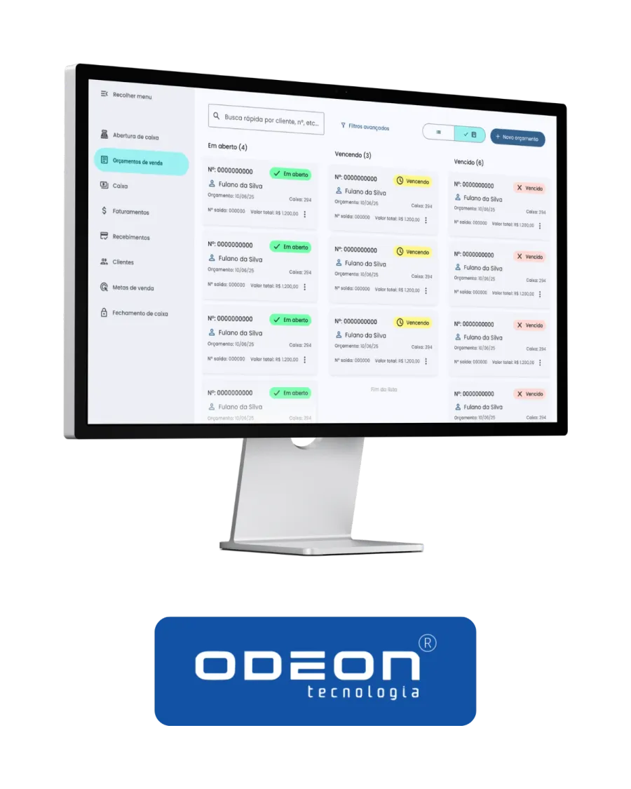 Mockup do sistema Odeon