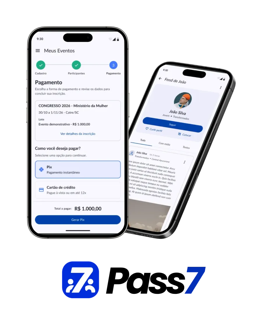 Mockup do aplicativo Pass7