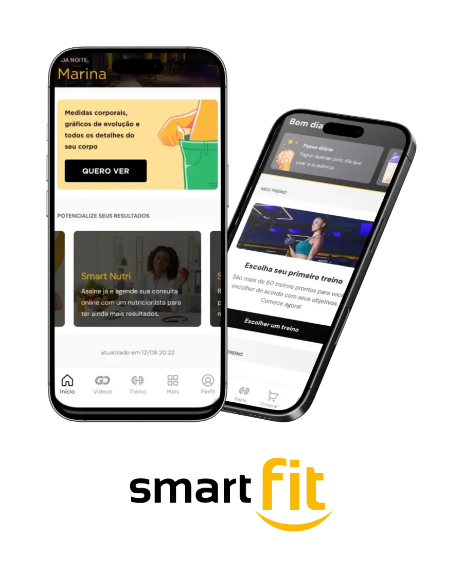 Telas do aplicativo Smart Fit
