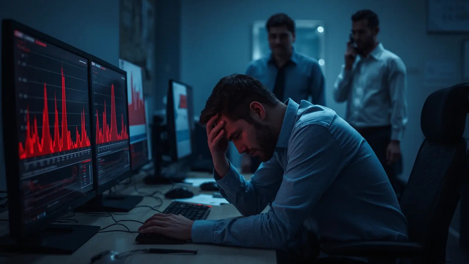 Equipe analisando a saúde e a estabilidade de um sistema em produção